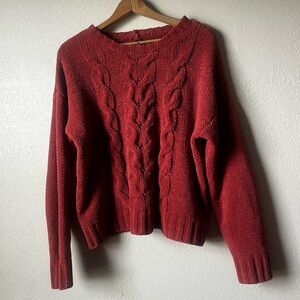 Cable Knit Rusty Burnt Orange Sweater by American Eagle